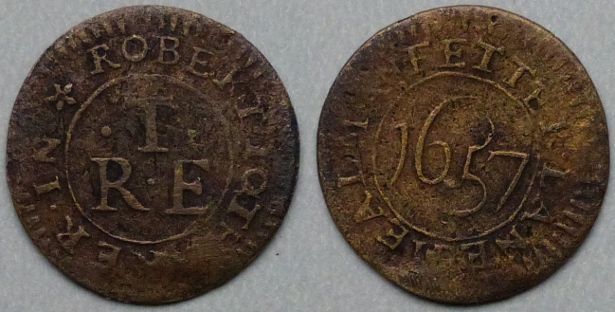 Fetter Lane, Robert Tothaker 1657 farthing